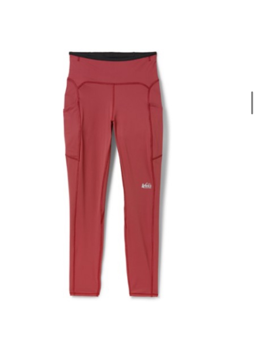REI Co-op Burgundy High-Rise Active Leggings with Black Waistband